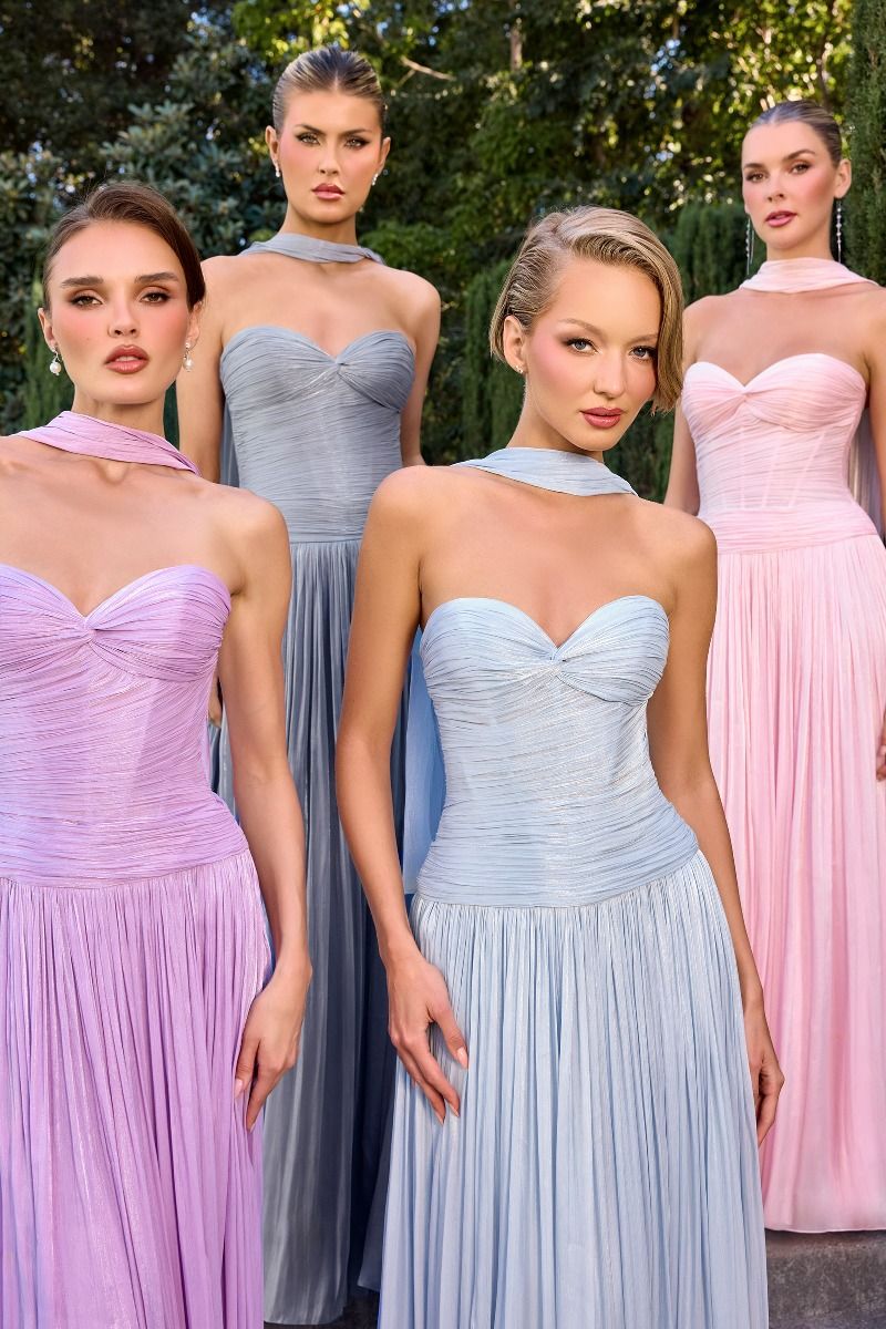 Strapless A-Line Bridesmaid Gown w/ Pleated Design & Sweetheart Neckline CDCD414