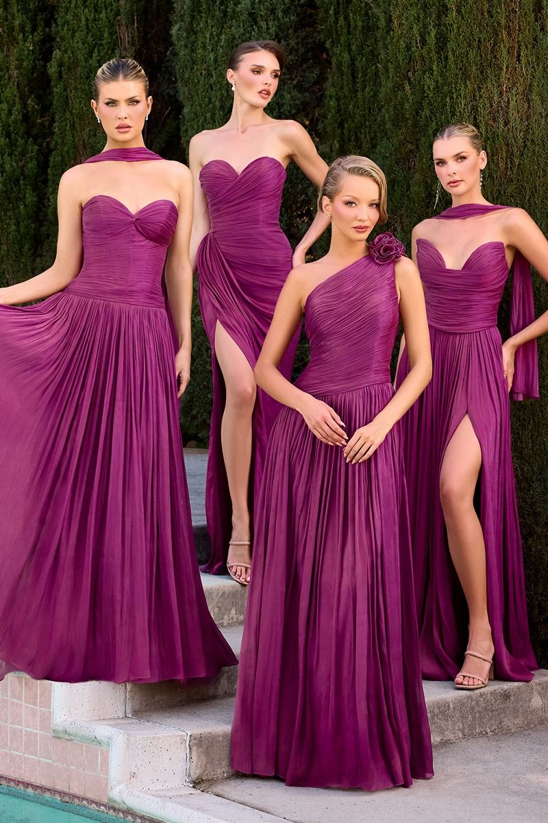 Strapless A-Line Bridesmaid Gown w/ Pleated Design & Sweetheart Neckline CDCD414