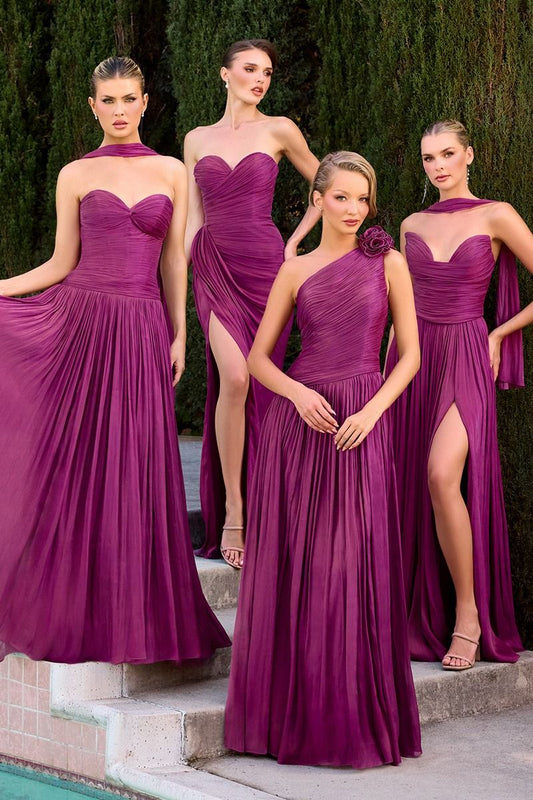 Strapless A-Line Bridesmaid Gown w/ Pleated Design & Sweetheart Neckline CDCD414